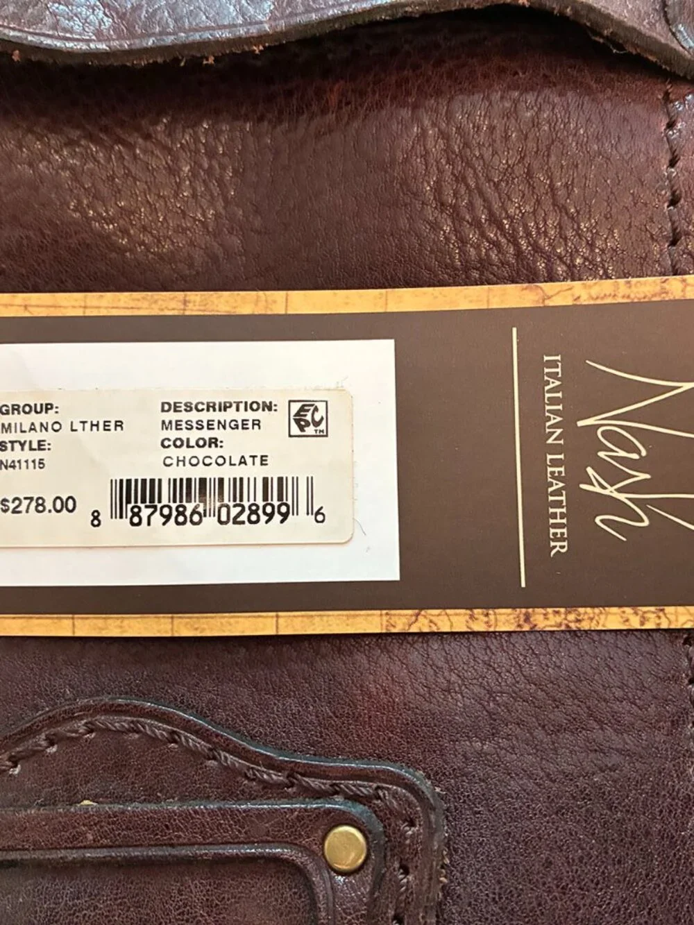 Patrica Nash, Nash for Men, Messenger Bag with tags, Italian Leather (reg $278)